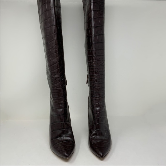 Halogen x Atlantic Pacific Adrina Croc Alligator Embossed Genuine Leather Boots - Picture 5 of 9